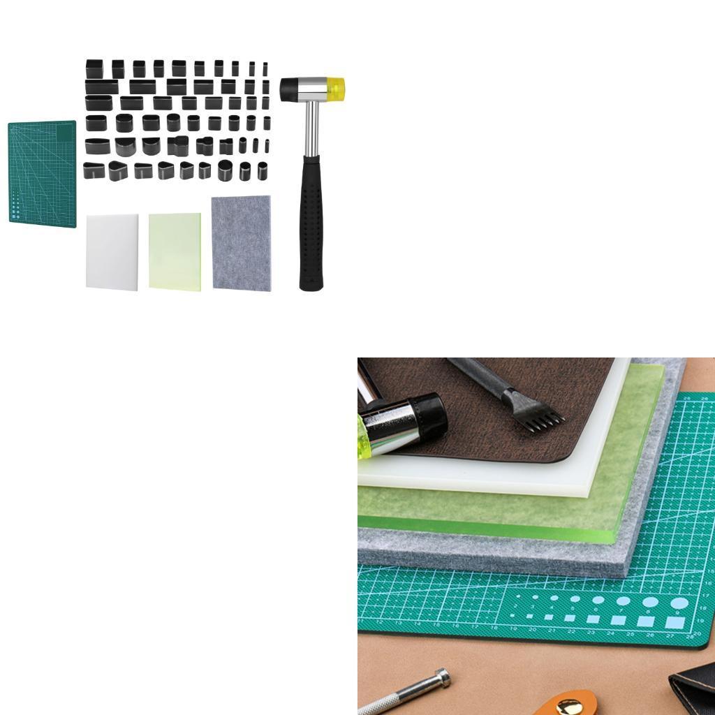 Leather Stamping Tools Cutting Mat Leather Tools Leather Tools with Hammer Leather Craft Tool for Le