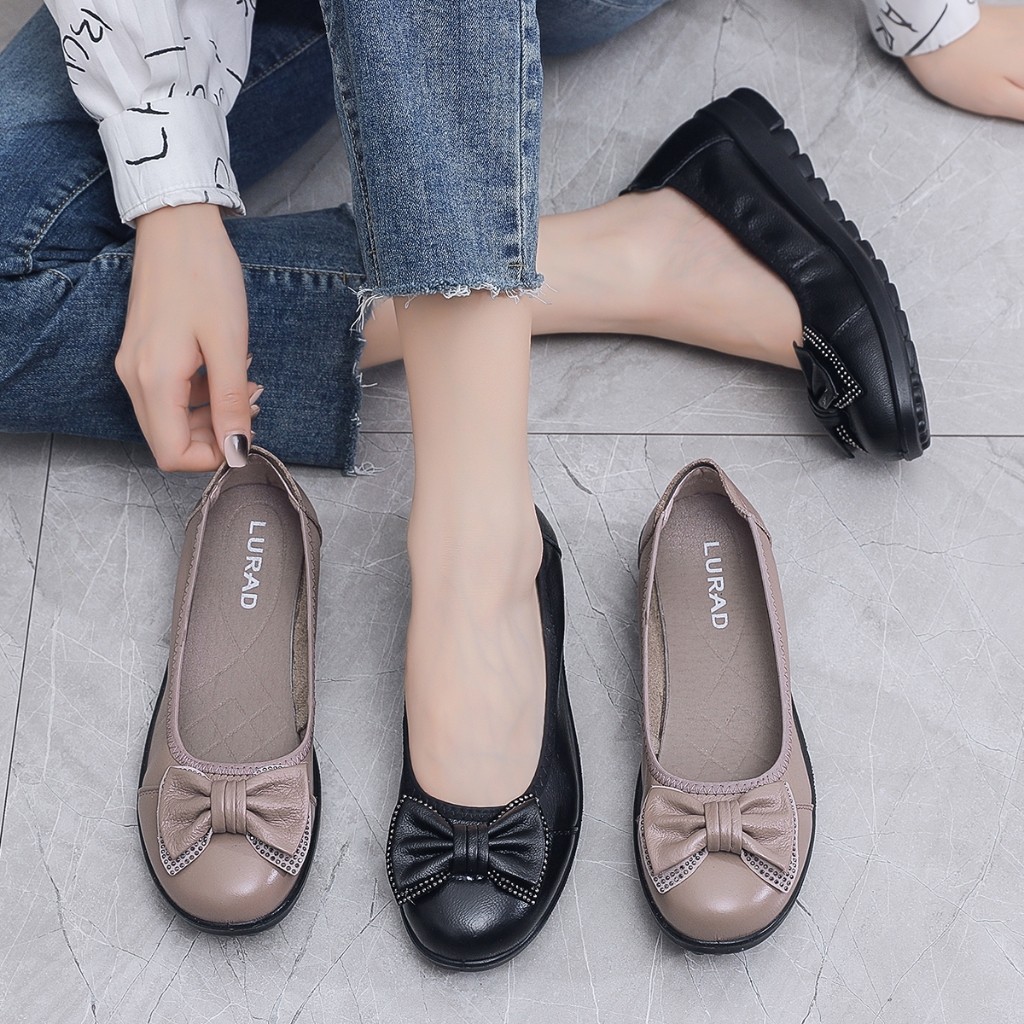 Putri02 - Sepatu Kerja Wanita Pansus  Style Wanita Pantofel Hitam Motif Pita