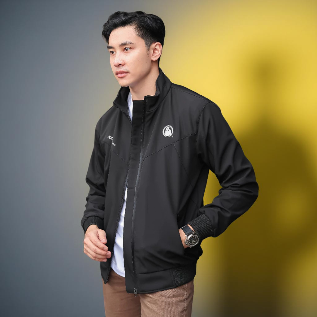 (wow05) Jaket Motor Pria Bonding Softshell Anti Angin Windbreaker Outdoor Travel