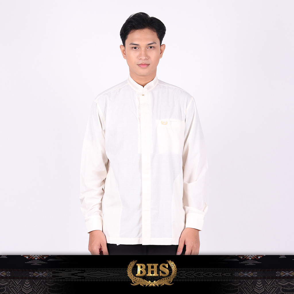 Baju Koko BHS Classic Motif MRK 01 Cream BHS Original Baju Muslim BHS