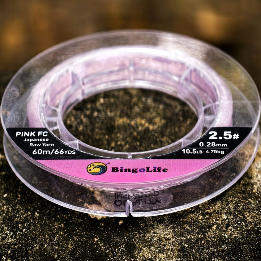 Bingolife Senar Pancing Fluorocarbon Pink 60m Jepang Leader Lentur Tahan Gigit Struktur Laut