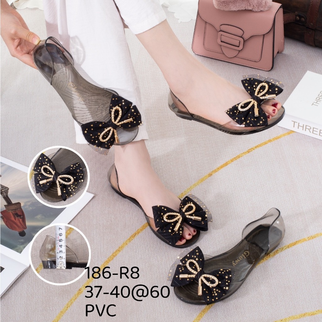 Sepatu Jelly Kaca Wanita / Flatshoes Kaca Jelly Pita Transparan 186-R8 GLOWY