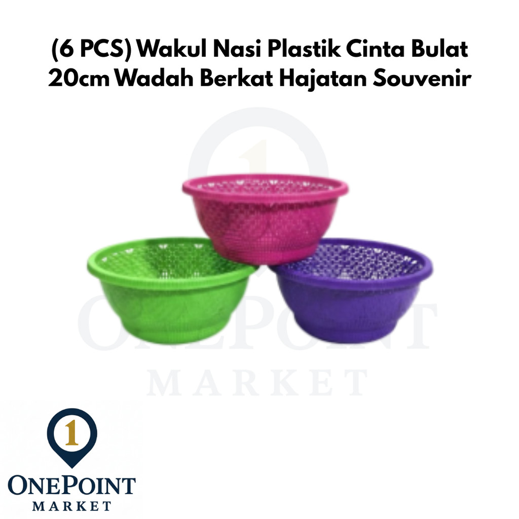 (6 Pcs) Wakul Nasi Plastik Cinta Bulat 20cm Wadah Berkat Hajatan Souvenir