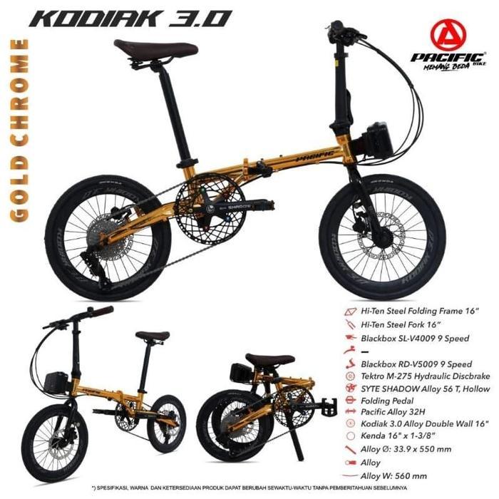 Sepeda Lipat Ukuran 16 Pacific Kodiak 3.0 Hidrolik 9 Speed Murah / Sepeda Lipat Kodiak 3.0 Pacific