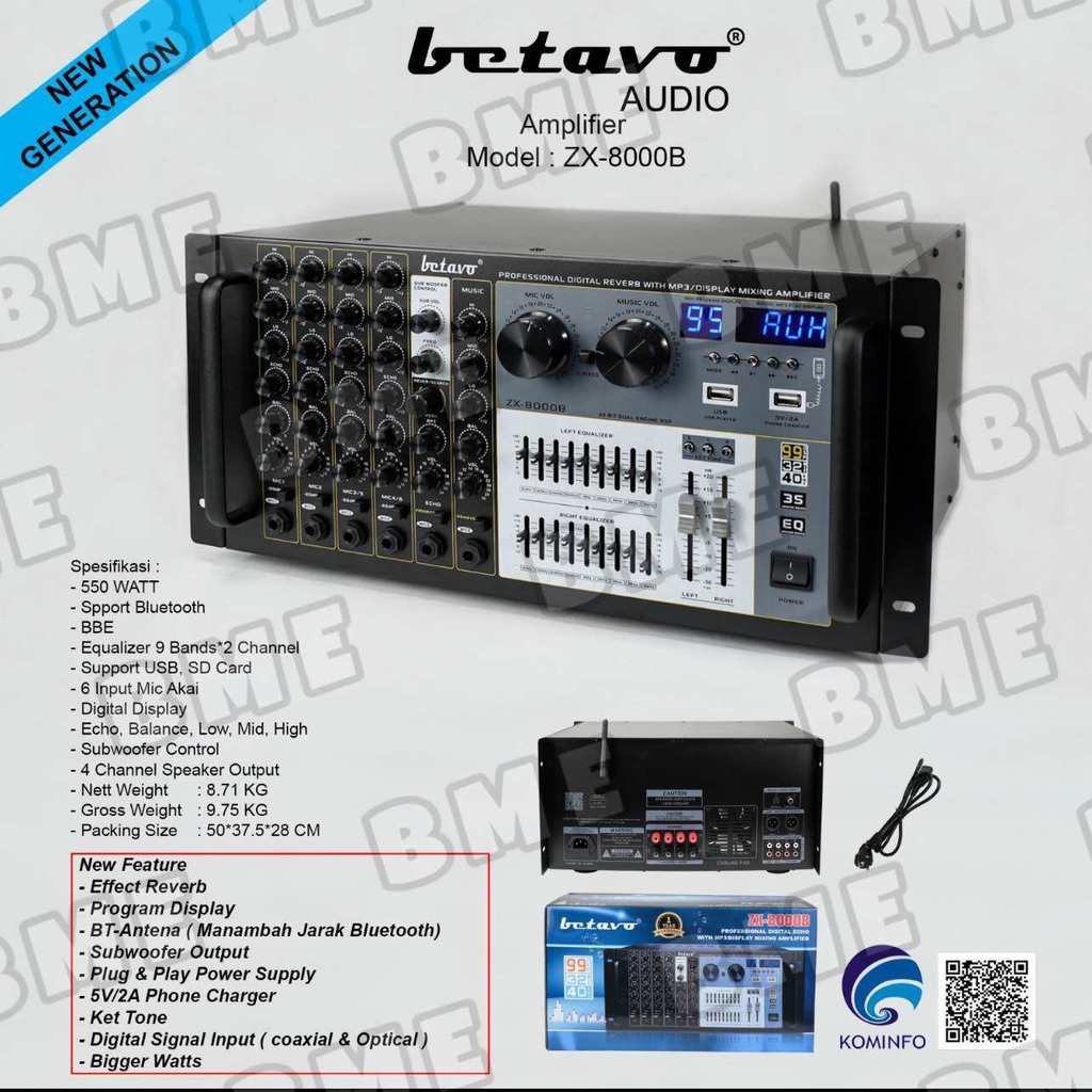 Power Ampli BETAVO Zx 8000 AMPLIFIER MIXER Zx8000b Bluetooth