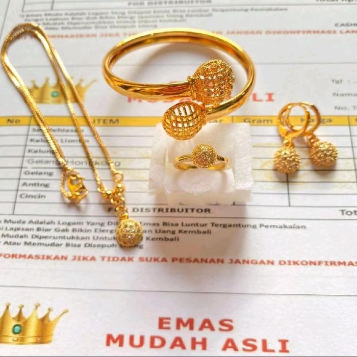 Set Perhiasan Anak Emas Muda Asli Kadar 875 Berat 7gram Ada Surat
