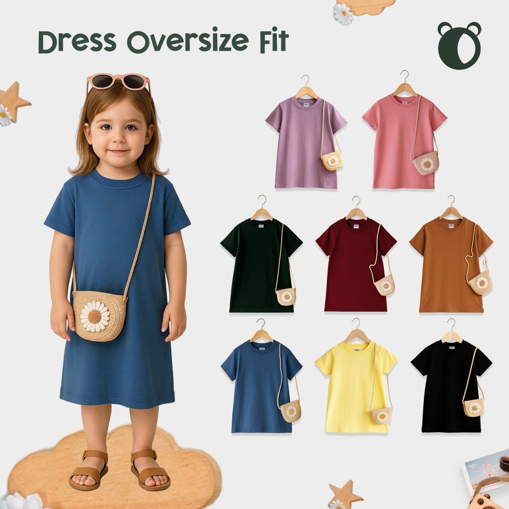 BENA.STORE KUOKABASIC Dress Tunik Anak Polos | Dress Anak Perempuan | Dress Kaos Anak Katun 24s Prem