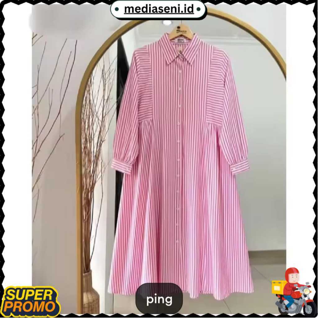 TREND TUNIC WANITA MOTIF GARIS-GARIS / KEMEJA TUNIK WANITA TERBARU / TUNIK DEWASA JUMBO TERLARIS / T