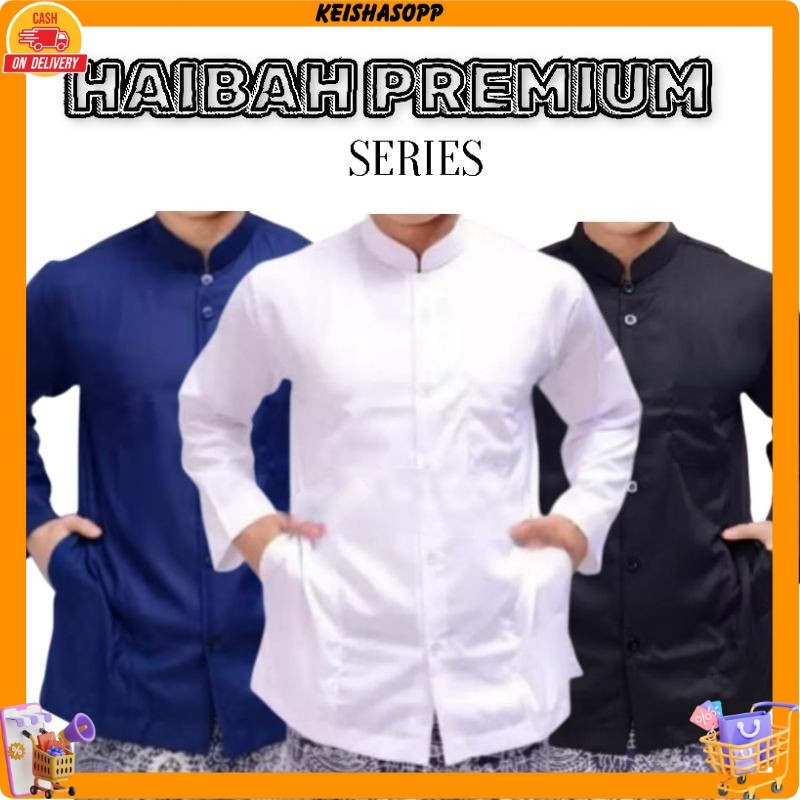 baju koko habaib haibah habib polos lengan panjang model Ammu amu baju lebaran pria baju koko lengan