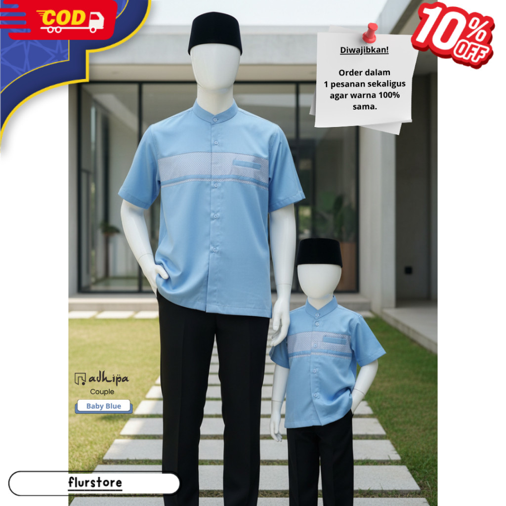 Koko Couple Sarimbit Ayah Anak warna Baby Blue / Biru Muda FSR
