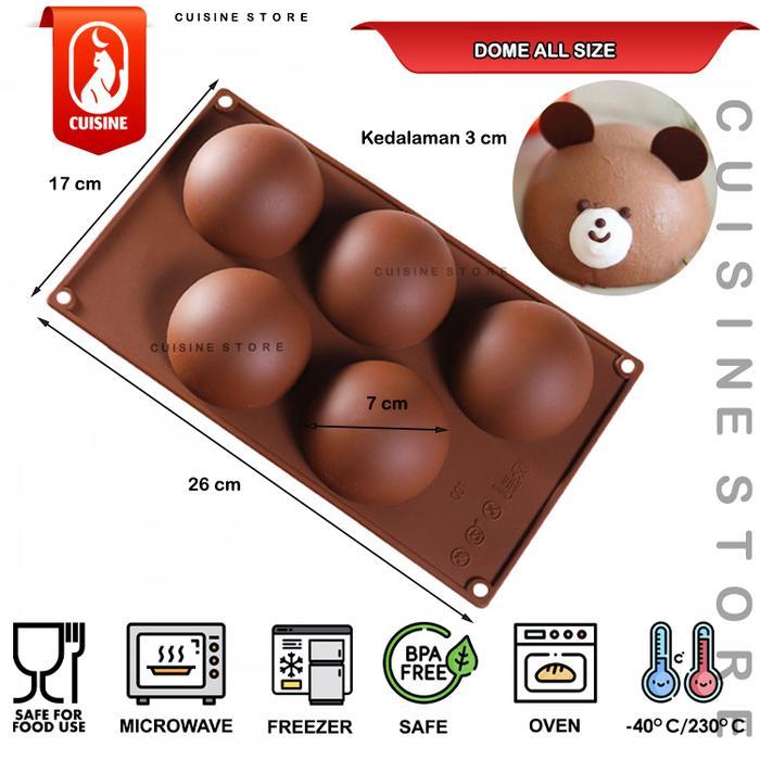 Cetakan Silikon Coklat Bulat half ball Bola puding EsJelly Nastar Cake - 5 Medium Coklat