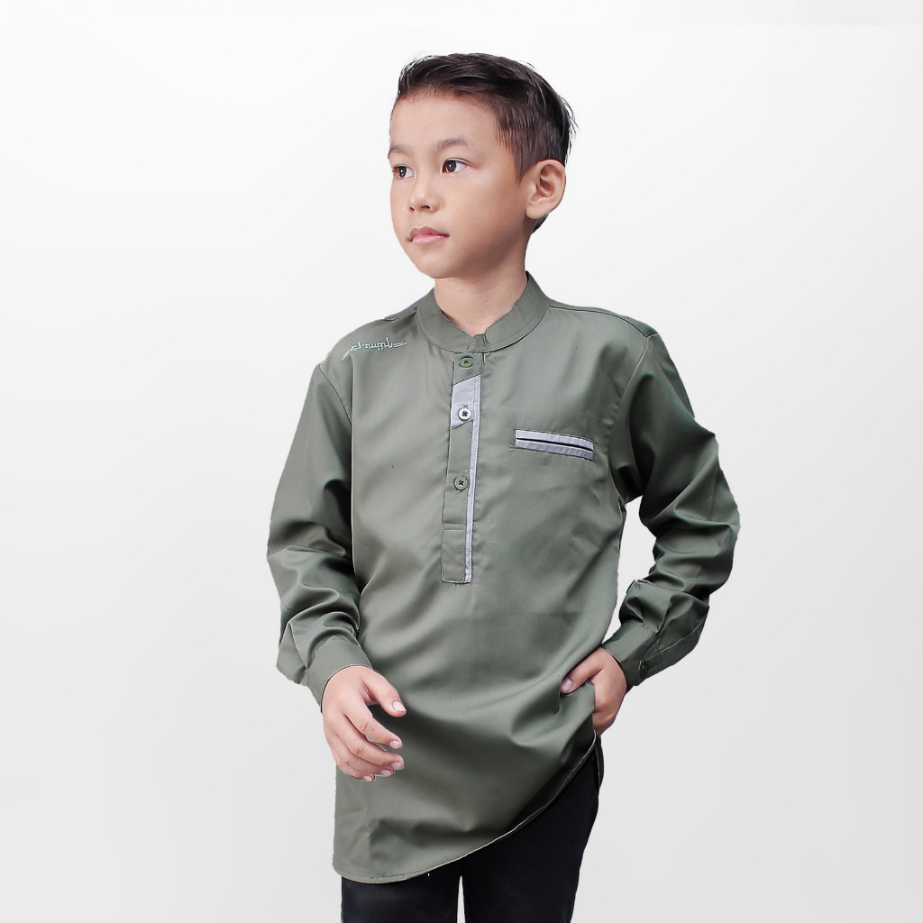 DHOLISHOP.ID Bajukoko Anak Lengan Panjang Original Elrumi Usia 2-12 Tahun Warna Sage