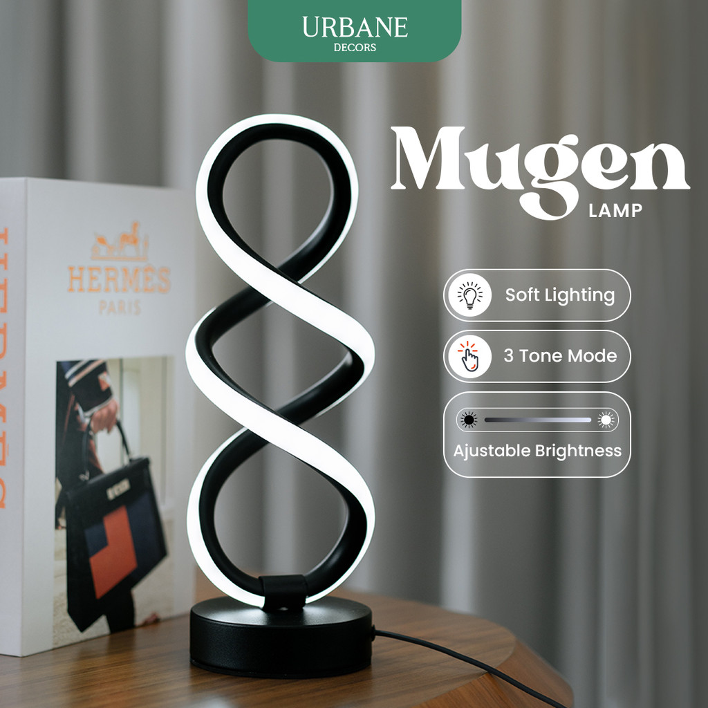 [URBANE] MUGEN Lampu Meja LED Spiral Minimalis – 3 Mode Cahaya Dimmable Remote Control Lampu Dekoras