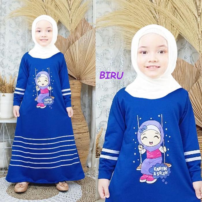 PROMO LEBARAN Gamis Anak Cantik & Soleha 2-12 Tahun Gambar Karakter Sablon Bahan Voxy Melar Balita B
