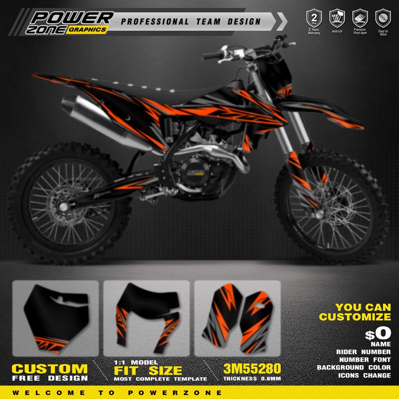 PowerZone Custom Team Graphics Backgrounds Decals Stickers Kit For KTM SX SXF MX 2019-2022 EXC XCW E