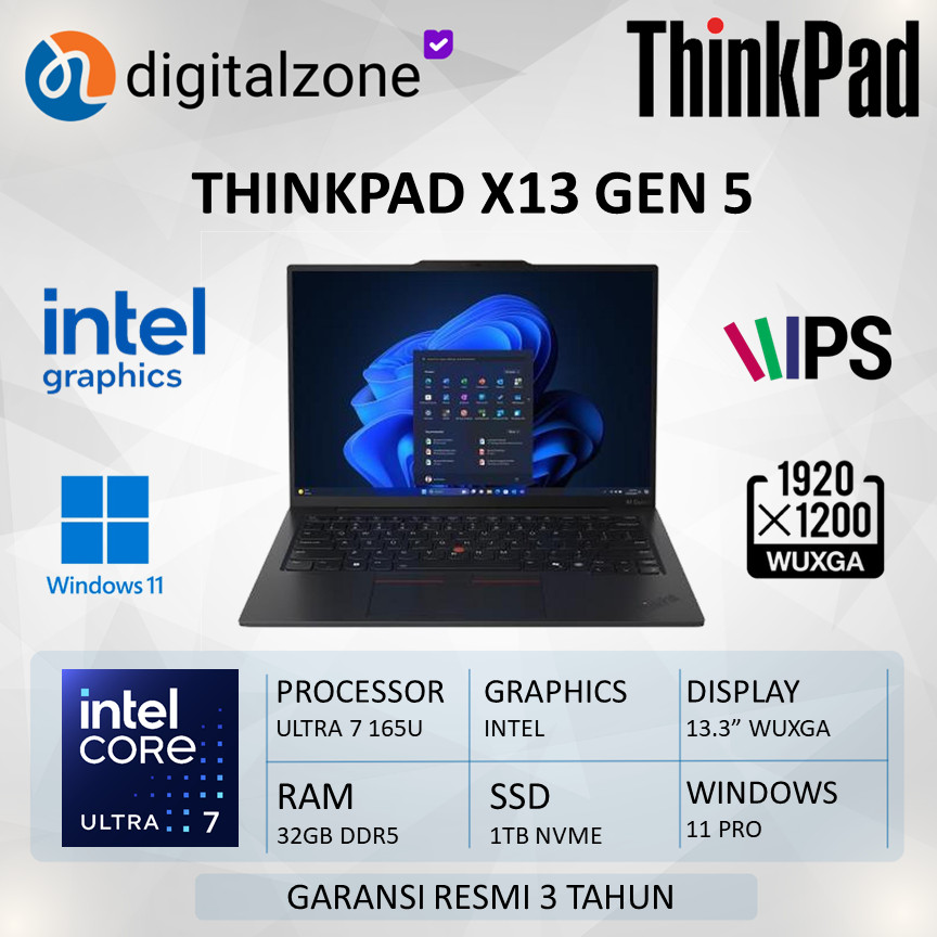 Lenovo ThinkPad X13 Gen 5 21LW002SID Ultra 7 165U 32GB 1TBSSD 13.3 WUXGA IPS 400nits W11 PRO