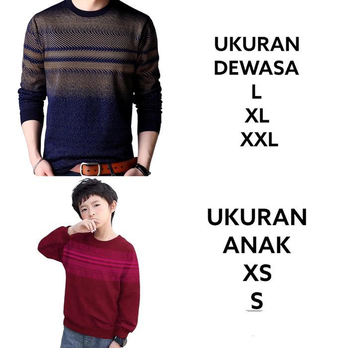 Sweater unisex DIMITRI Baju BUCKY atan model Crewneck Panjang Knitwear Sweatshirt Pria Cowok Navy - 