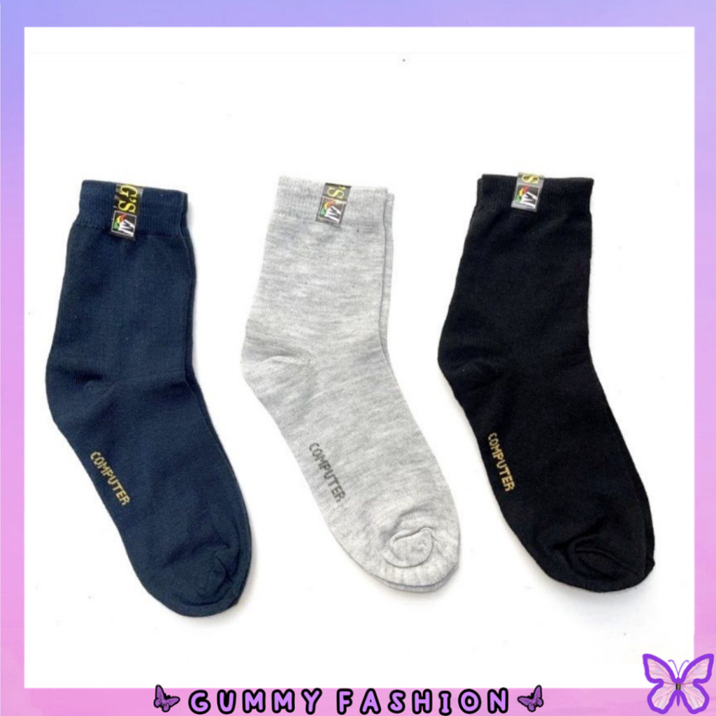 •KEDAI SALSA• KK1003 Kaos Kaki Motif Polos Kaus Kaki Olahraga Atas Mata Kaki Unisex Kekinian Import