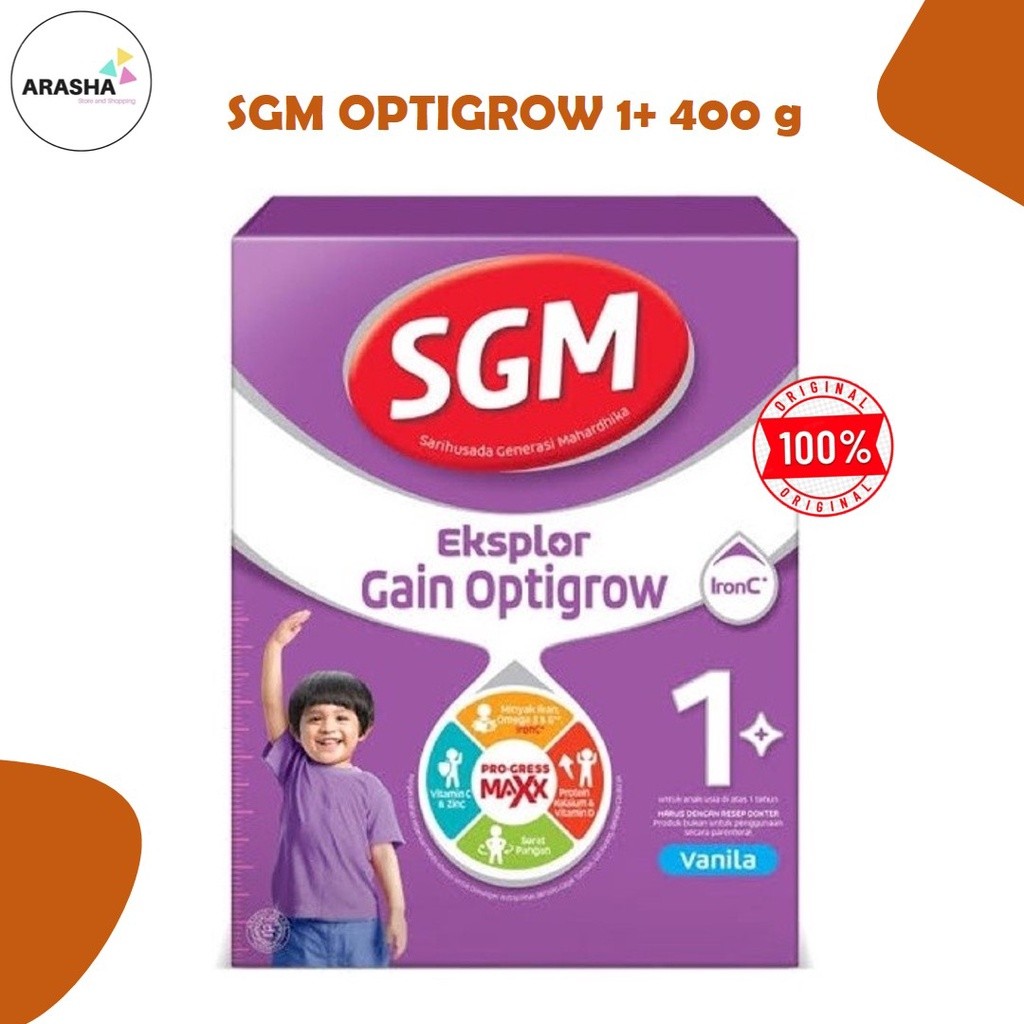 SGM EKSPLOR GAIN OPTIGROW 1+ PLUS VANILA 400 GR - Sgm Optigrow 1+