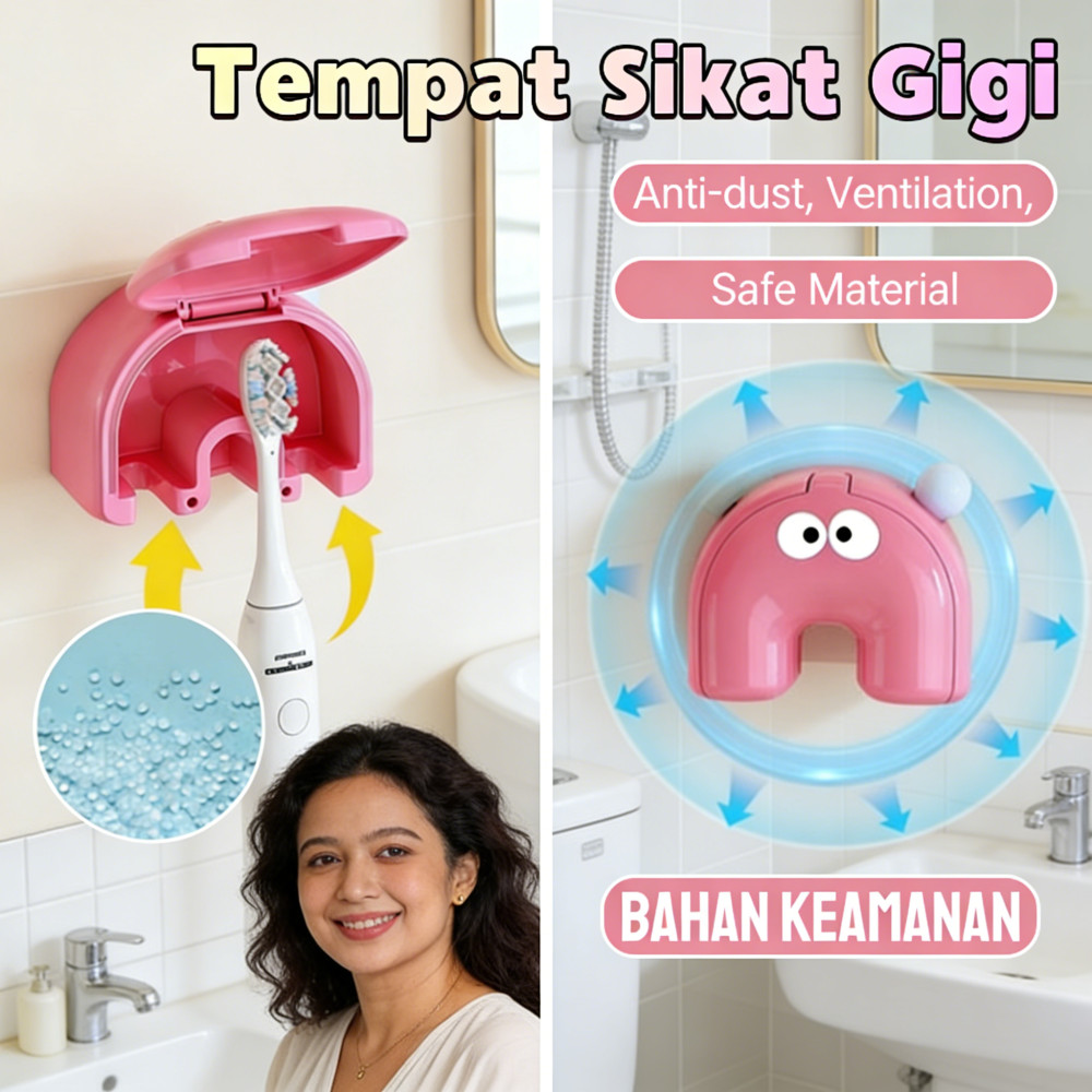 Tempat Sikat Gigi Kartun / Minimalis Rak Tempel Dinding Sikat Gigi Praktis Tempel / Holder Sikat Gig