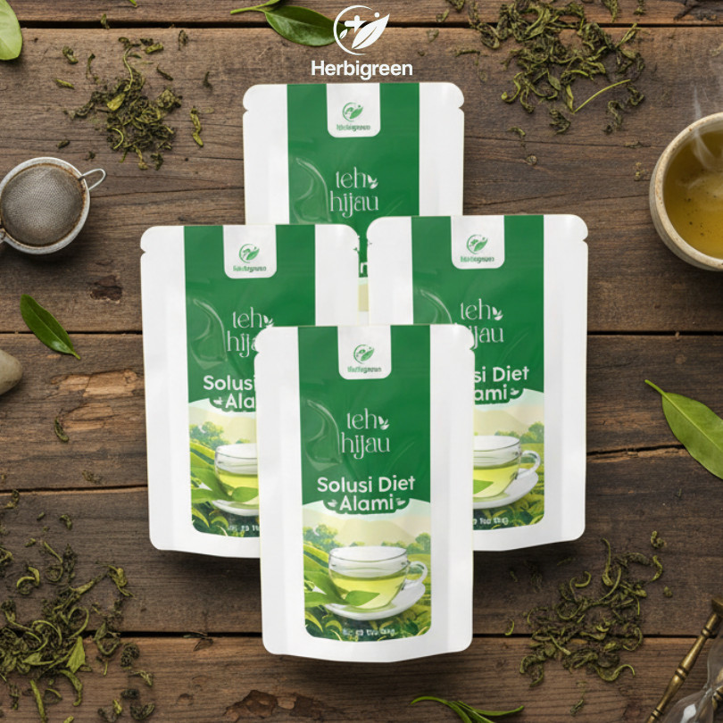 HERBIGREEN TEH HIJAU Pelangsing Teh alami/Teh Detox/Slimming tea alami slimming tea PAKET BUNDLING 4