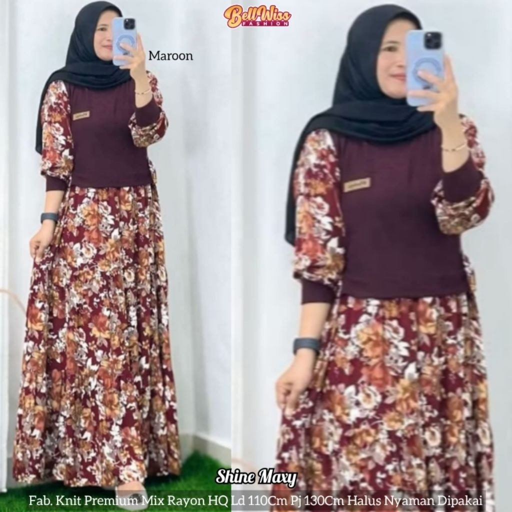 ada grup reseller bisa join tanya ke admin alyastore Shine Maxy Gamis Knit Premium  Bellwiss alya st