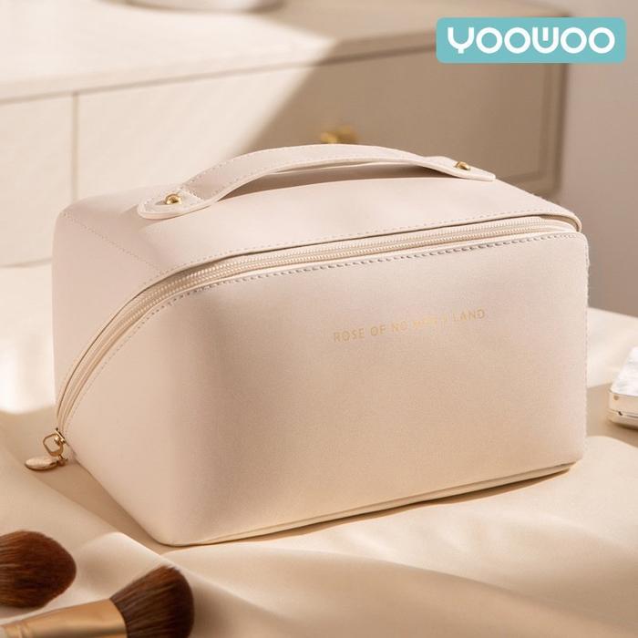 Tas Kosmetik / Pouch make up / Tas portable /Tas make up travel /sekat - Cream