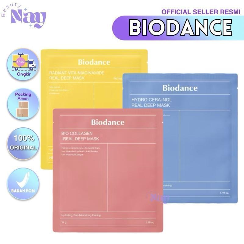 BIODANCE REAL DEEP MASK BIO COLLAGEN HYDRO CERA-NOL RADIANT VITA NIACINAMIDE SHEET MASK MASKER WAJAH