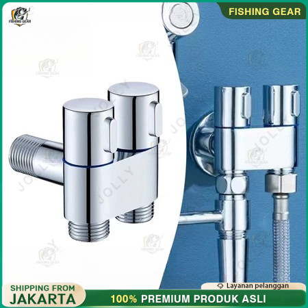 Stopkran Stop Kran Keran Air 2 Cabang Sambungan Keran Air Shower Toilet Mesin Cuci.