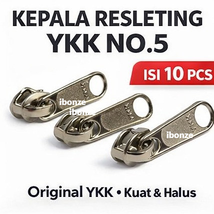 Kepala Resleting YKK No.5 Original – Kepala Zipper Tas & Jaket Logam | Harga 10pcs