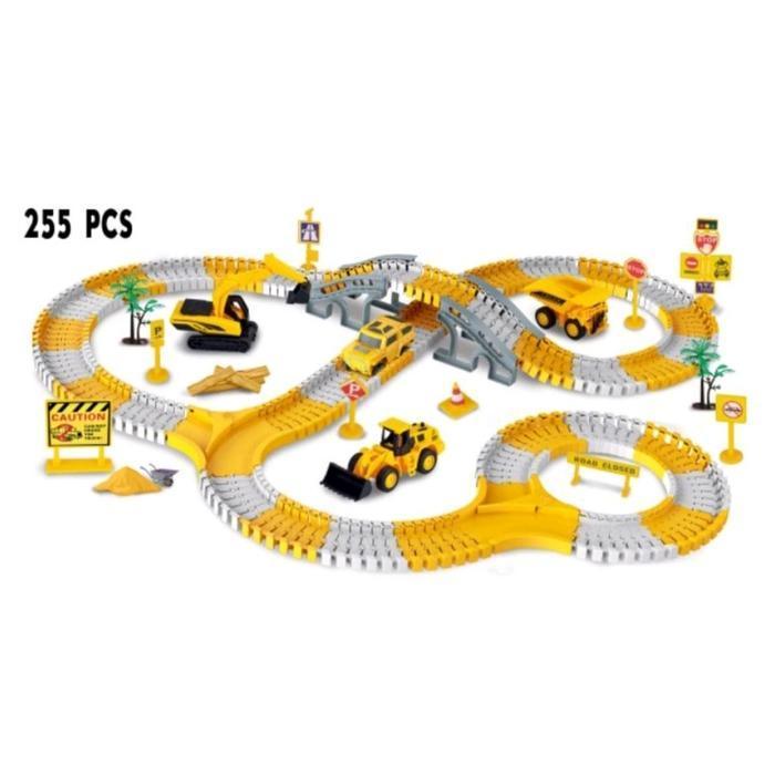 Set Rel Mobil Konstruksi Anak Mainan Track Fleksibel City Builder Excavator Truck Lengkap