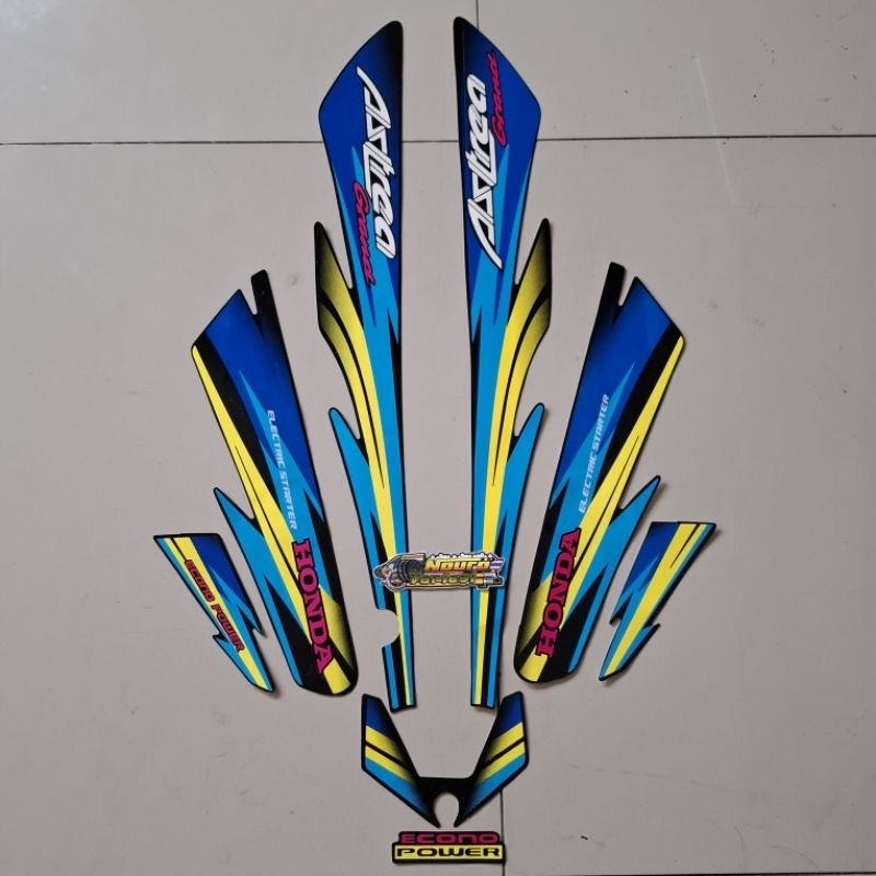 striping honda astrea grand 1996 1997 hitam lis biru