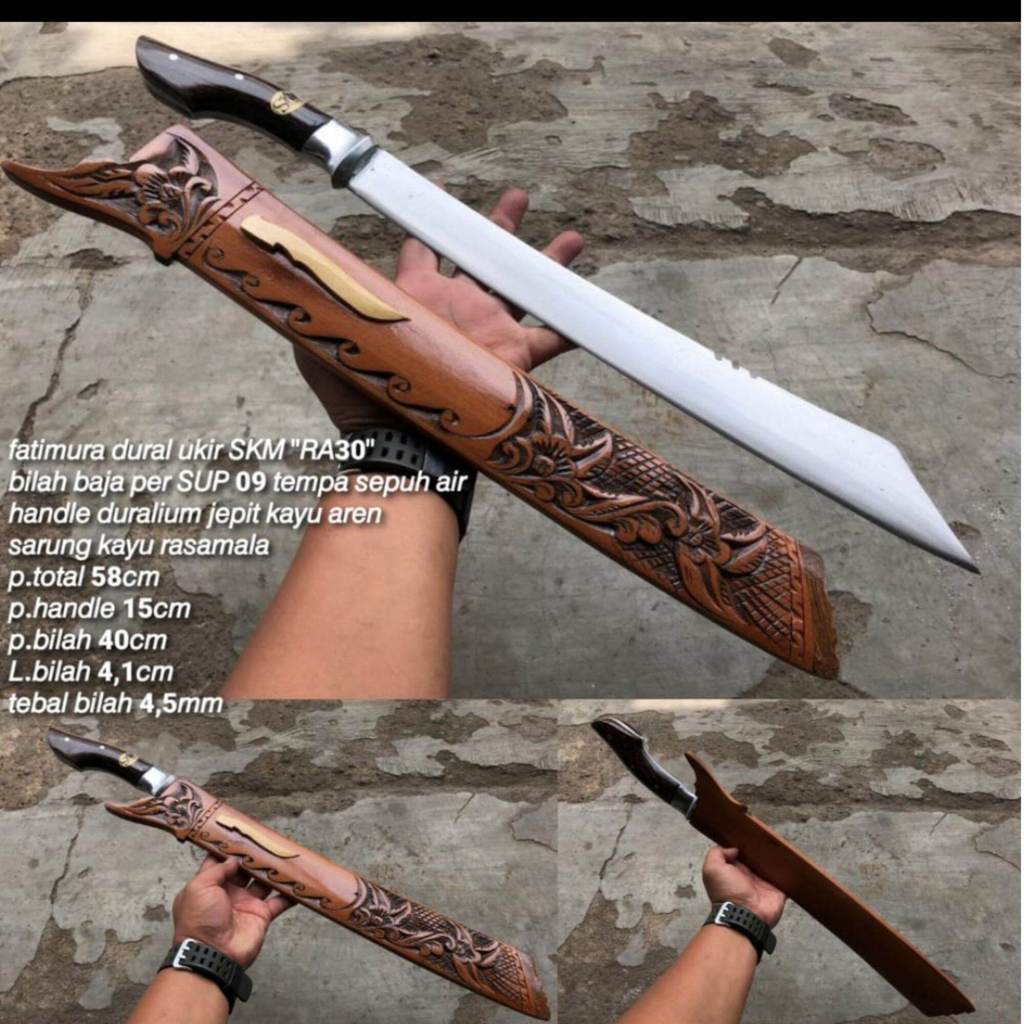 Golok patimura motif ukiran bilah baja per