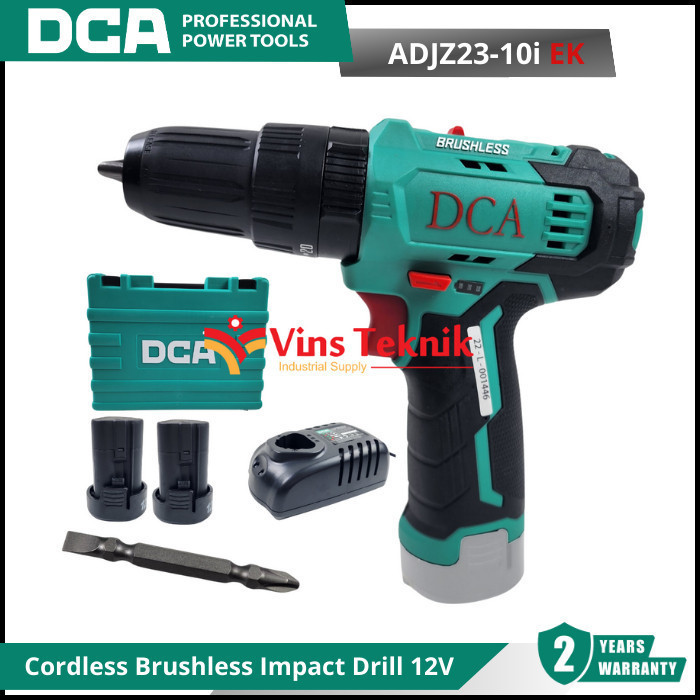 DCA ADJZ23-10iEK Cordless Brushless Impact Drill Mesin Bor Baterai 12V ADJZ23-10i EK