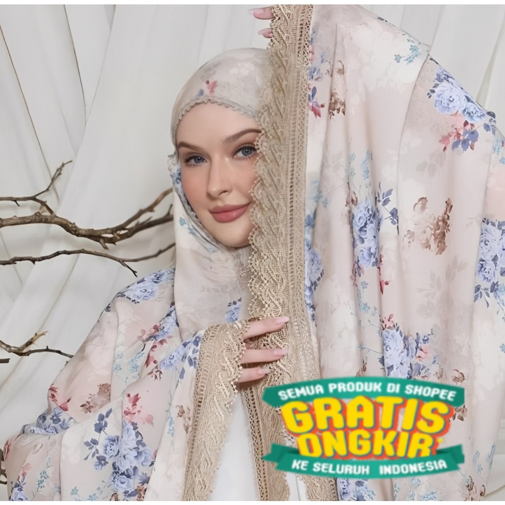 Mukena Katun 2in1 | Mukena 2in1 Resleting Mukena Dewasa Motif Renda Set Tas TRAVELING MOTIF BUNGA/ m