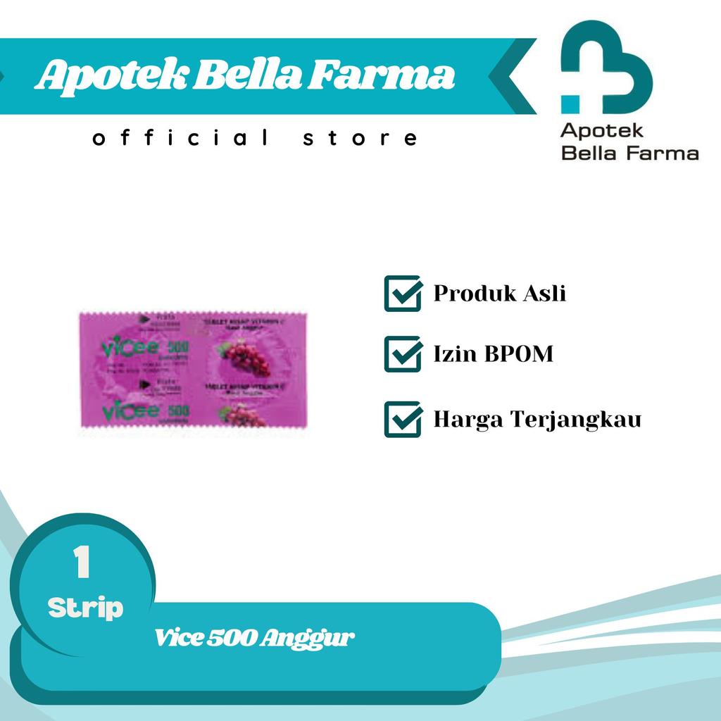 Vicee Anggur Tablet Hisap Vit C 10 Strip Dengan Ascorbic Acid 250 mg & Na Ascorbate 281.25 mg Untuk 