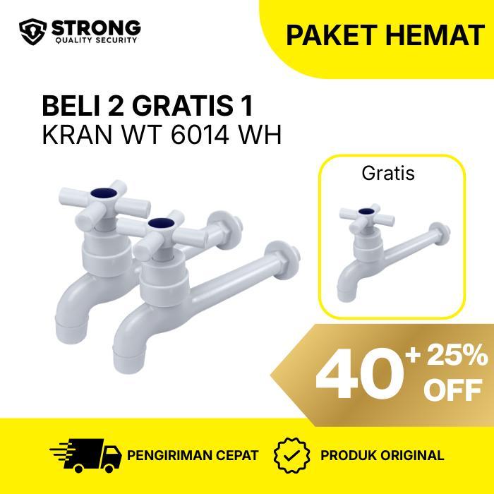 STRONG TAP BELI 2 GRATIS 1 Keran Tembok Plastik WT 6014 WH Kran Air 1/2 Inch Polypropylene Kran Air 