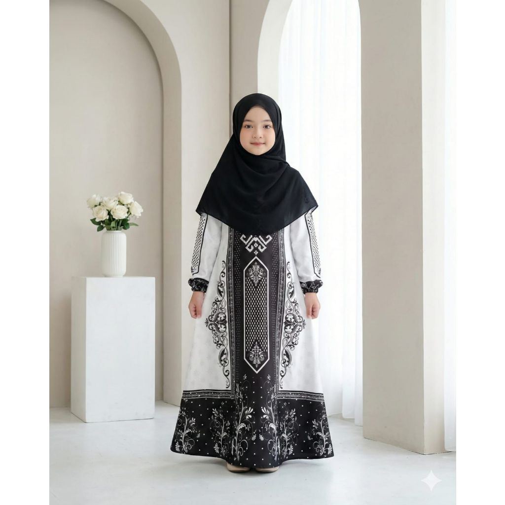 Gamis Anak Premium Armani Silk Putih | Adem & Nyaman | Model Cantik | S–XL