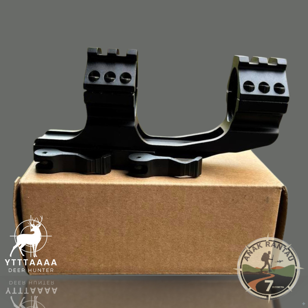Mounting Peninggi Teleskop Model F Double Baut OD 25 Rail 11mm Dudukan Scop Senapan Angin Import Mat