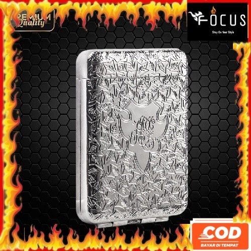 AUPSHOP Kotak Rokok Panjang Elegan Vintage Cigarette Box Case Slim 20 Slot - Tempat Wadah Roko Water