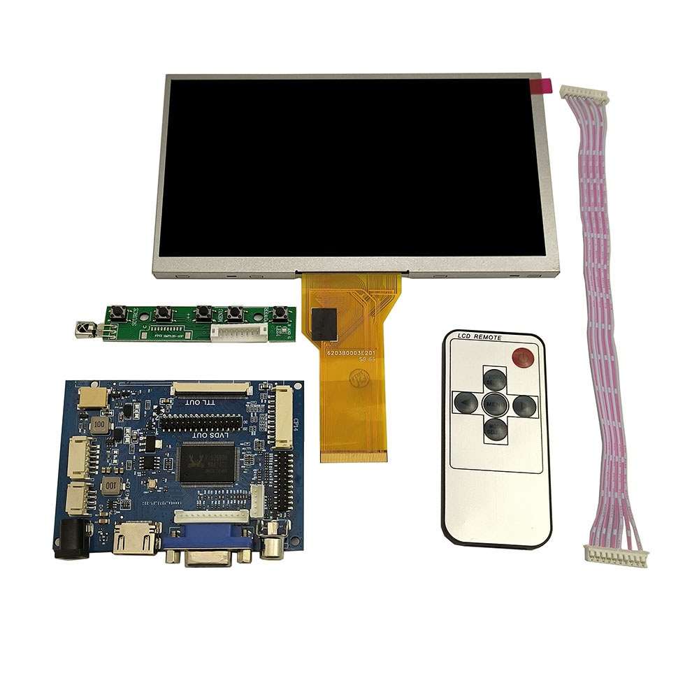 7" 1024*600 LCD LED Screen HDMI+VGA+AV Controller Driver Board Monitor Kit For Lattepanda, Raspberry