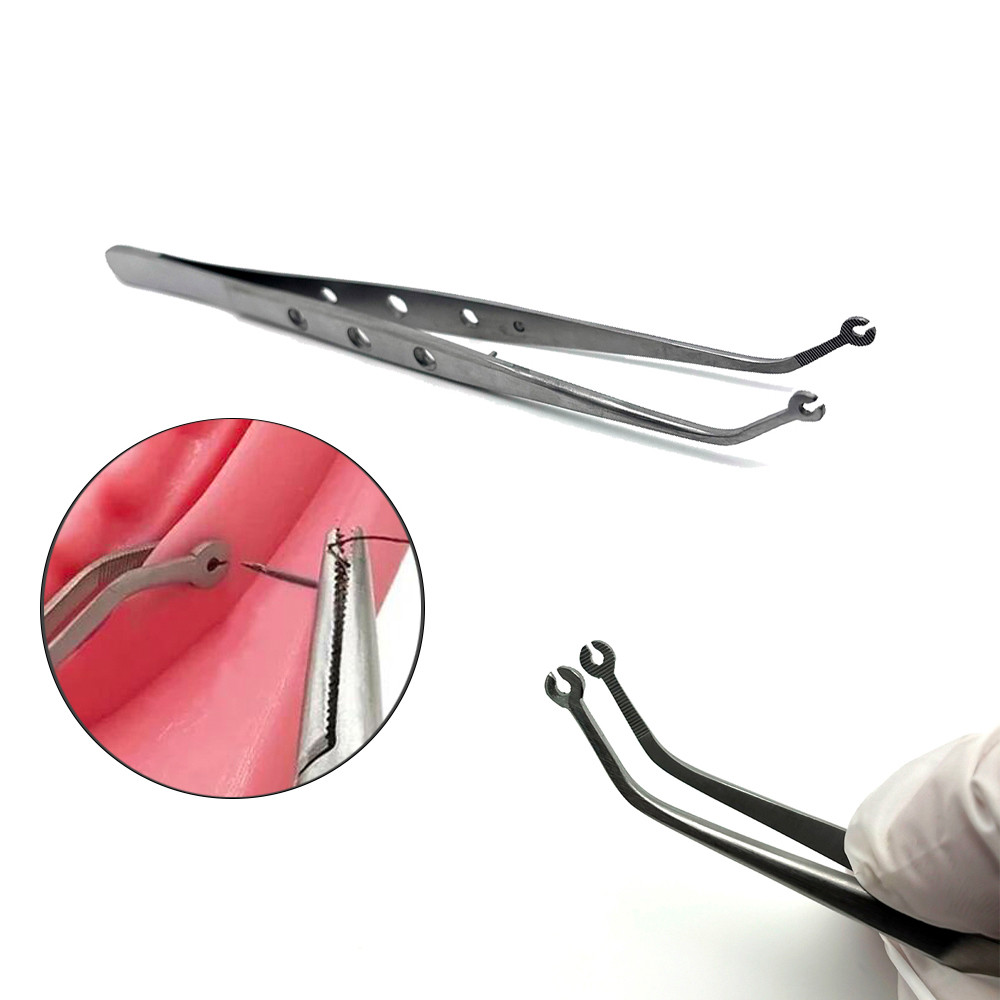 Dental Surgical Stiting Tweezer Cotton Dressing Forcep Slots Surgical Needle Tweezers Operation Serr