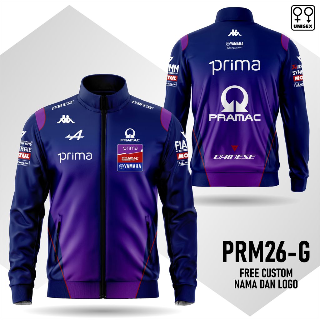 Jaket Tracktop Crew Motogp Prima Pramac Yamaha Racing Team Terbaru 2026 PRM26-G