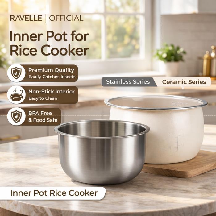 Ravelle Inner Pot Rice Cooker Low Carbo - Inner Pot Rice Cooker - 5 L Ceramic