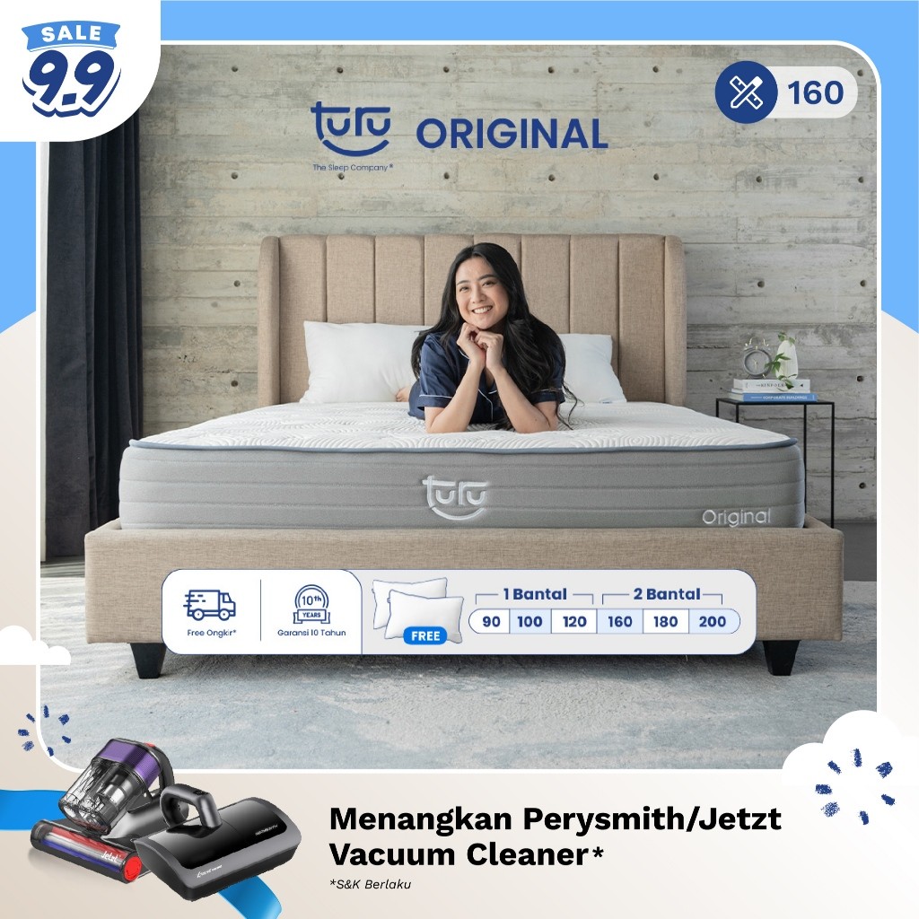 Turu - Kasur Pocket Spring Bed TURU ORIGINAL ukuran 160x200 (Queen Size) Free Bantal