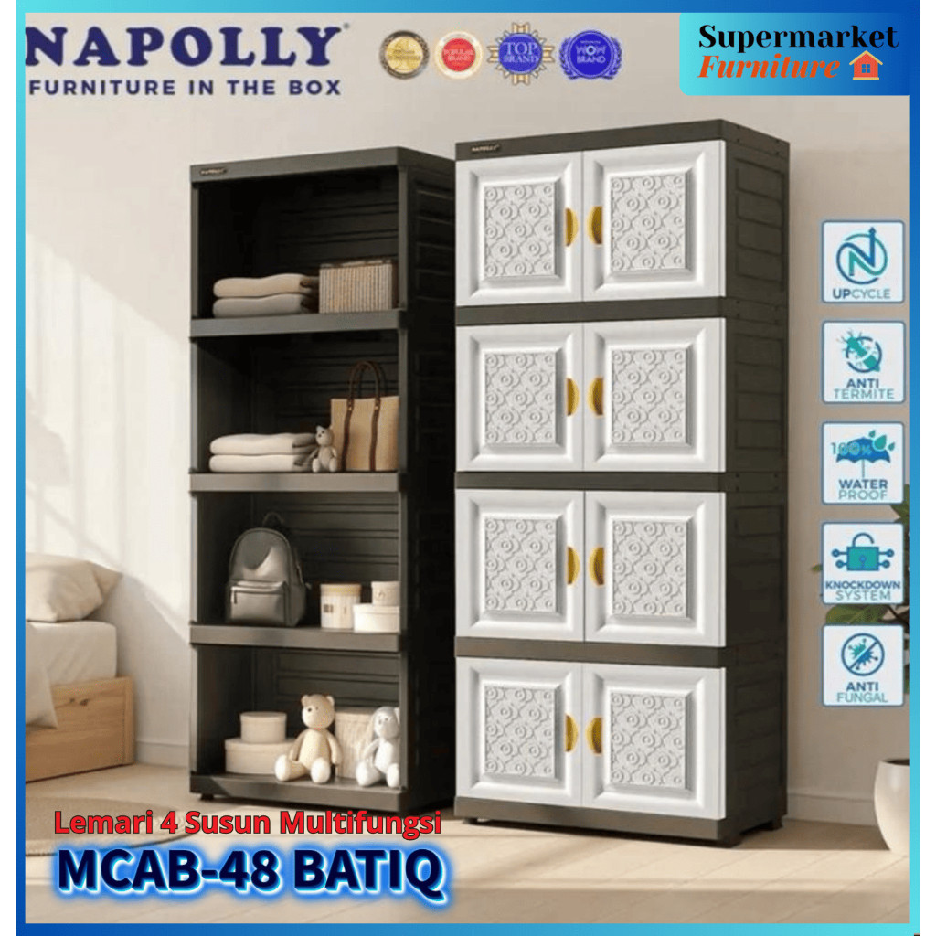 NAPOLLY - LEMARI PLASTIK MCAB 48 BATIQ/LEMARI 4 SUSUN/LEMARI ANAK