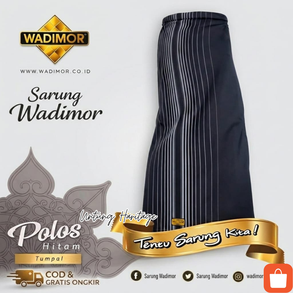 UNTUNG OFICIAL - Sarung Wadimor POLOS GARIS Original - Sarung Pria Premium High Quality + Box