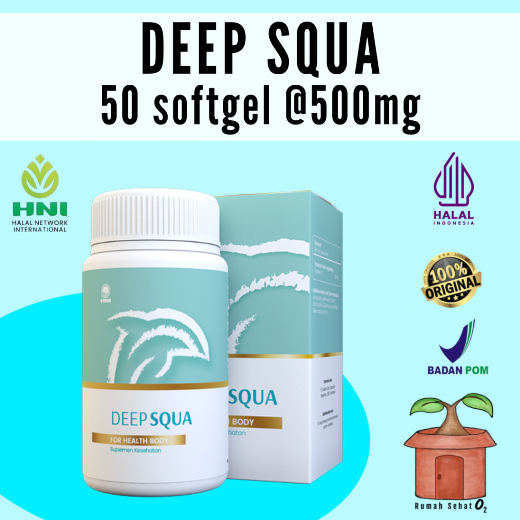 Kapsul DEEP SQUA HNI HPAI For Health Body Omega 3 6 9 Squalene Oil Minyak Ikan 500 mg 50 softgel