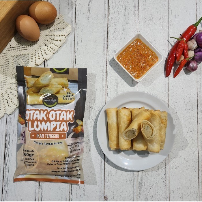 Lumpia Otak Otak Ikan Tenggiri Daun Frozen Bakar Merk Mamaze Lezat
