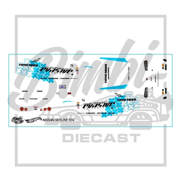 Decal Hotwheels Nissan Skyline R34 Evasive Transparan
